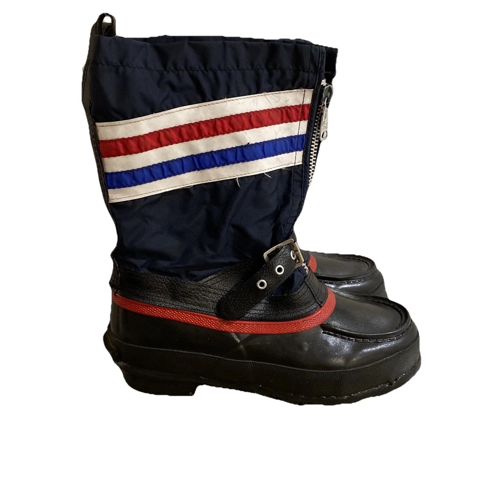Mens Vtg‎ TRAX Steel Shank Winter Snowmobile Snow Boots Navy Size 6. Wool Liner